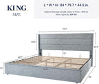 Queen Size Lift-Up Storage Bed With Wingback Headboard, Upholstered Platform Bed Frame With Hidden Storage