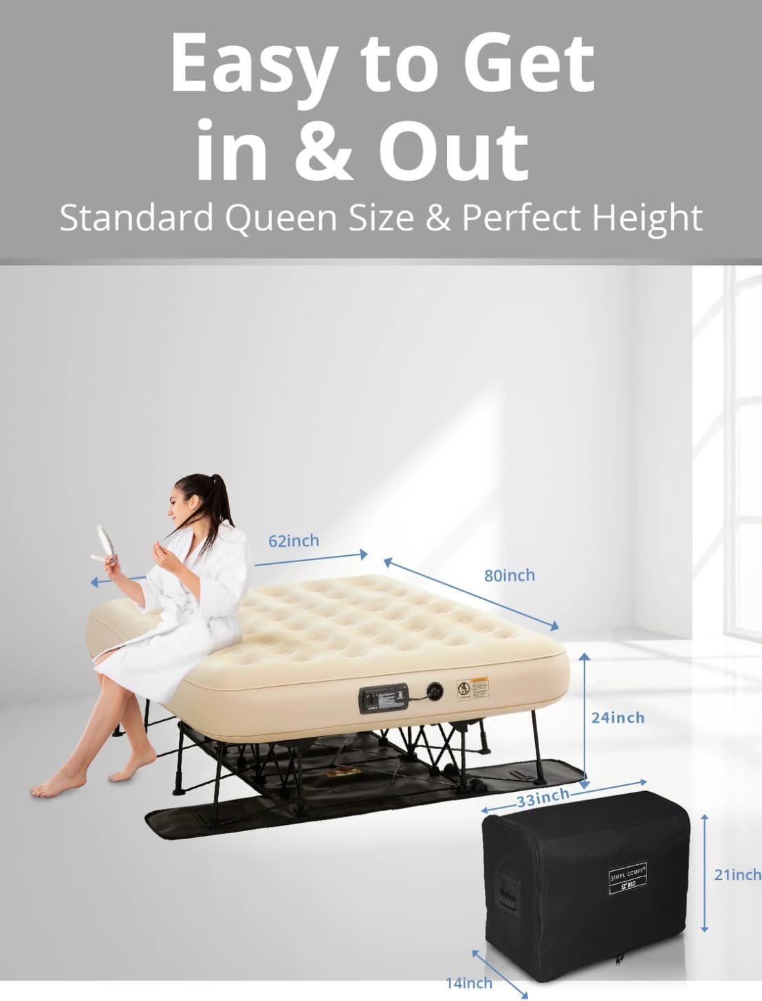 Queen Air Mattress With Frame And Built-In Pump