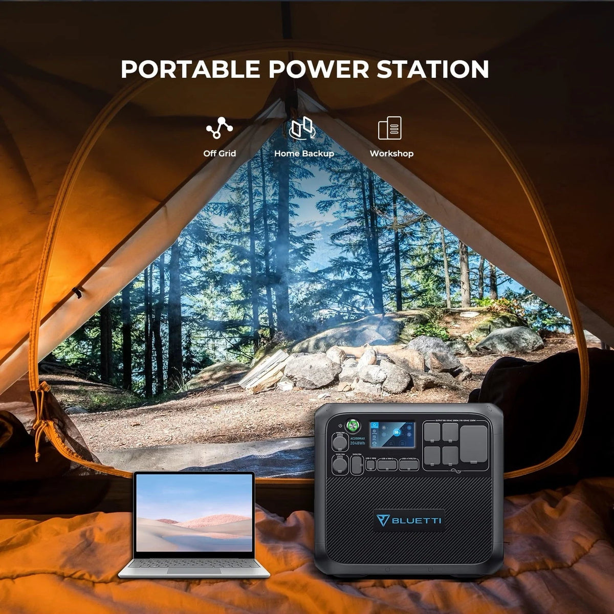Bluetti Portable Power Station, 2048Wh 2200W LiFePO4 - AC200MAX