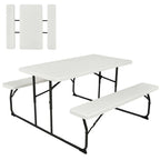 4-Person Folding Picnic Table Bench Set, 59 in x 54 in x 28.5 in - Steel And HDPE