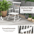 Costway Rubber Wood Rocking Chair, White, 22 x 32 x 44 in, 300 lbs