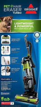 BISSELL Pet Hair Eraser Turbo Upright Vacuum, Bagless, Grey - 2475