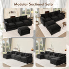 108 Inch U Shape Sectional Sofa With Removable Footstool