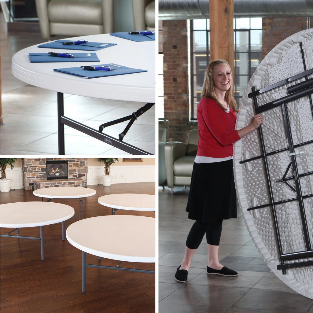 Lifetime 72-Inch Round Folding Table, White Granite, 12 Pack - 82673