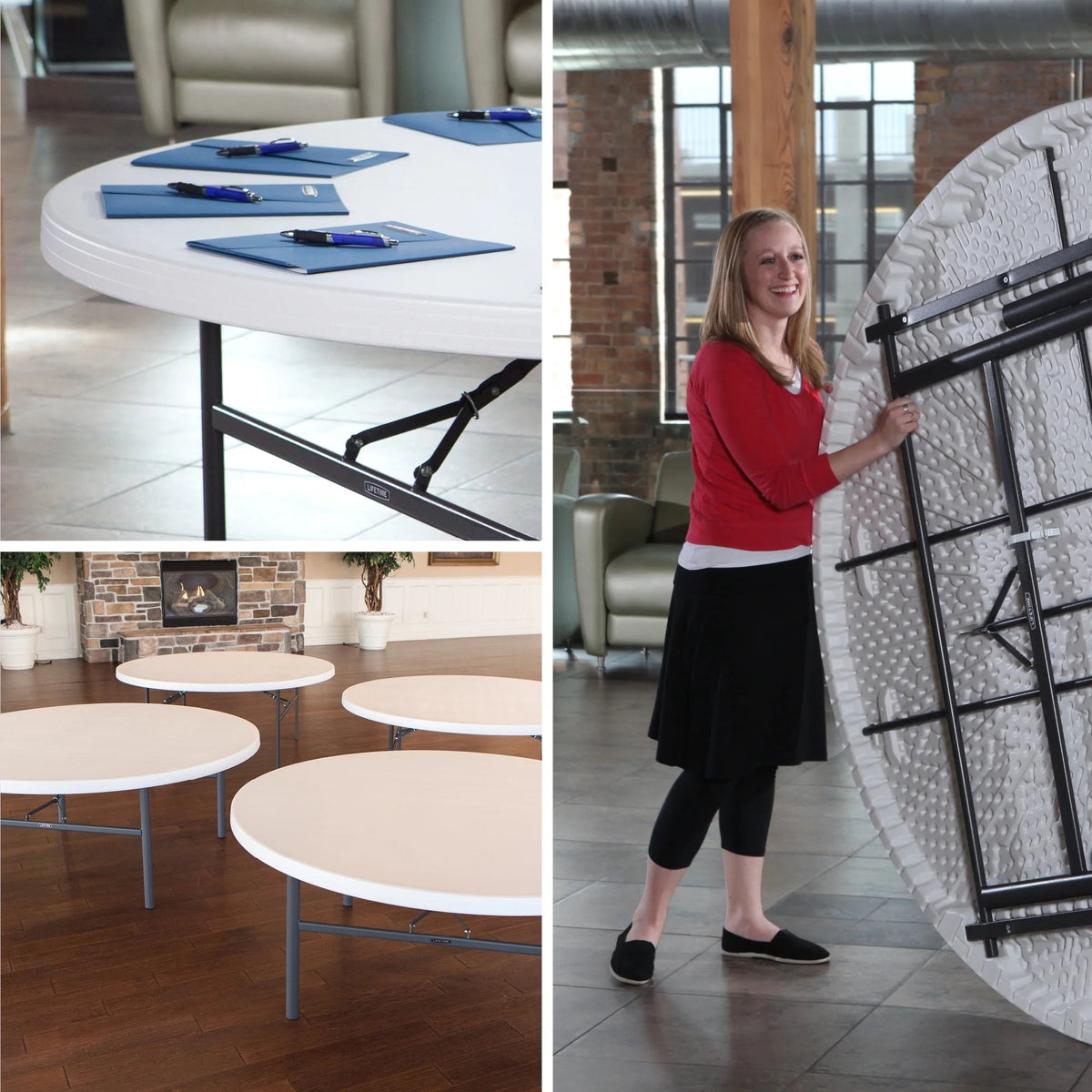 Lifetime 72-Inch Round Folding Table, White Granite, 12 Pack - 82673