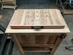 Inked Woodworking 48 Quart Antiqued Cedar Cooler Stand With Brass Drain, Bottle Opener And Cap Catcher