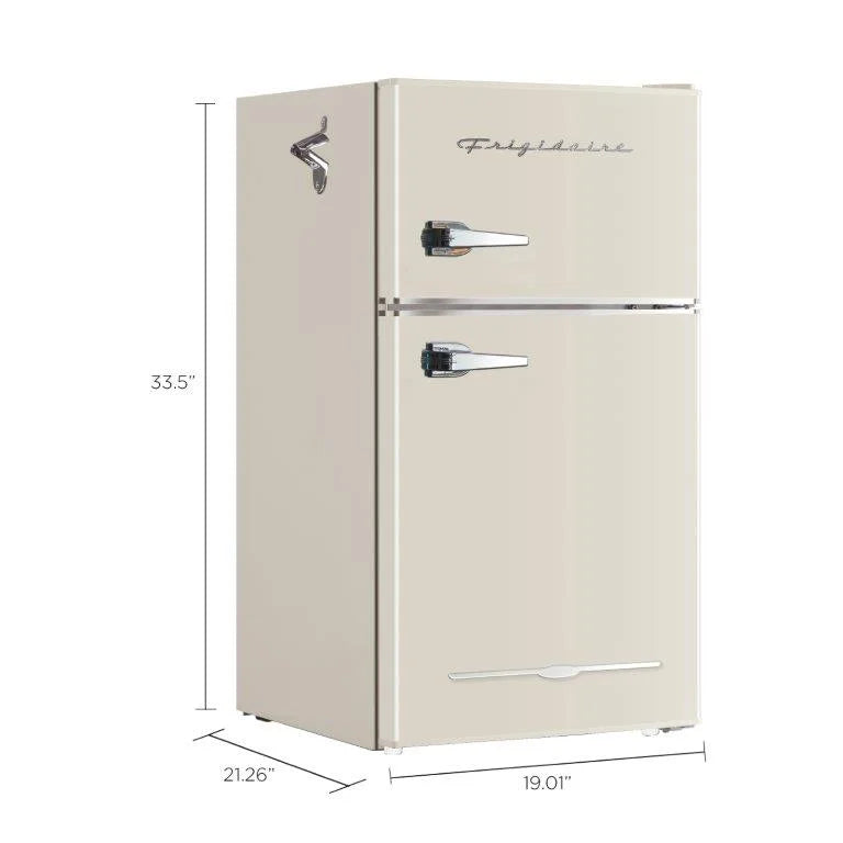 Frigidaire 3.1 Cu. Ft. 2-Door Retro Compact Refrigerator With Built-In Side Bottle Opener - Cream