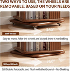 Solid Wood 6-Tier 360 Degree Rotating Rolling Bookshelf - Walnut
