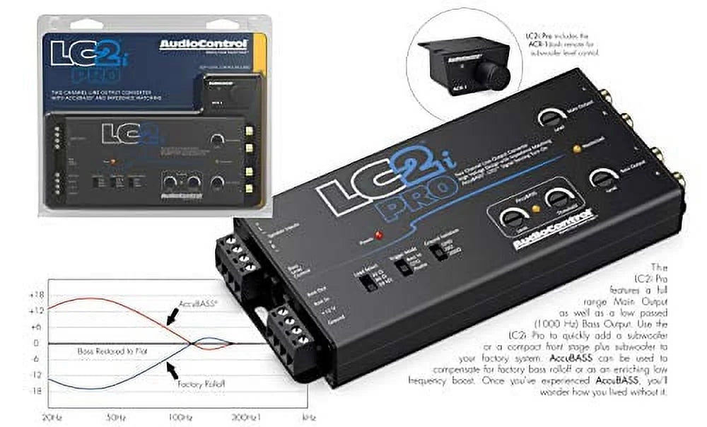 AudioControl 2-Channel Line Output Converter With AccuBASS, ACR-1 Dash Remote, 1.30lb - LC2i PRO
