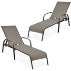 Fabric Folding Outdoor Chaise Lounge Chairs, 2 Pcs, 5 Position