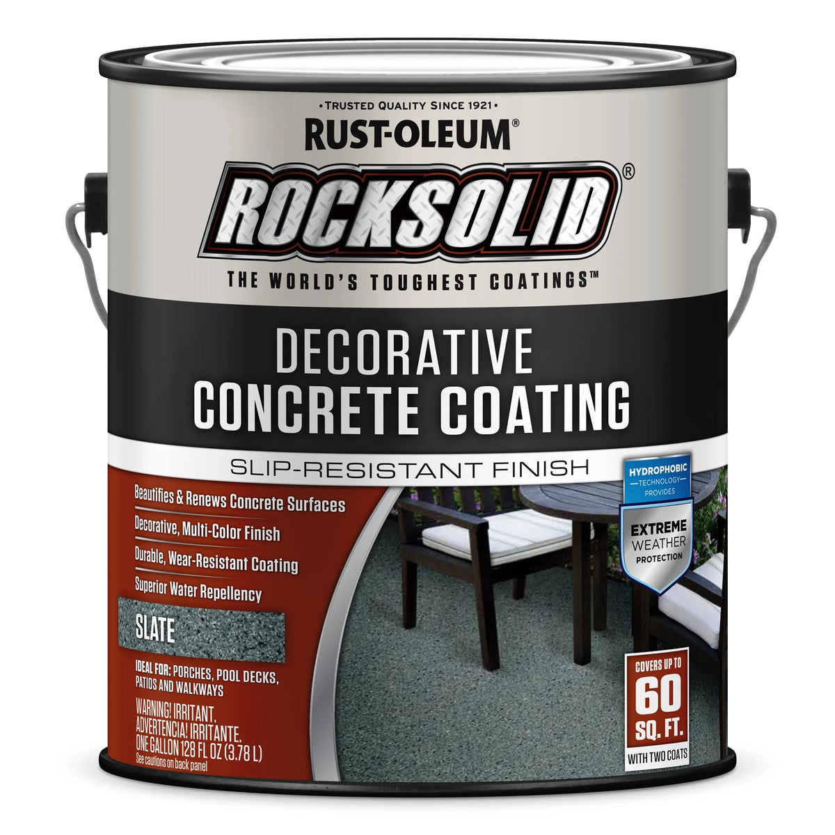 Rust-Oleum RockSolid Decorative Concrete Solid Stain, Slate, Matte, 2 Pack, Gallon - 306267