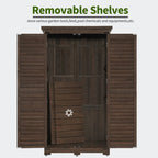 MCombo Tall Garden Wood Storage Shed, Brown - 1.52 x 2.85 ft