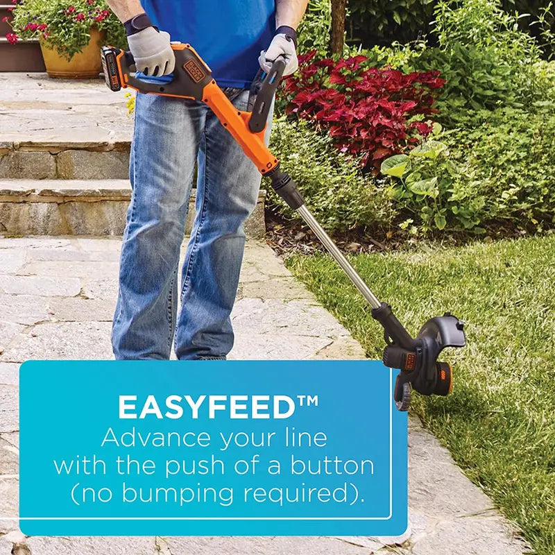 BLACK+DECKER 20V Max Cordless Trimmer/Edger With Easy Feed, 12-Inch, 2 Batteries - LSTE520