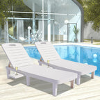 Outdoor Adjustable Patio Lounge Chair Set Of 2 With Side Table, White - 74.5 x 24.4 x 30 inch