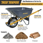 True Temper Residential Steel Wheelbarrow, 6 cu ft