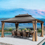 Aluminum Patio Gazebo 16 Ft. W x 12 Ft. D - Dark Brown