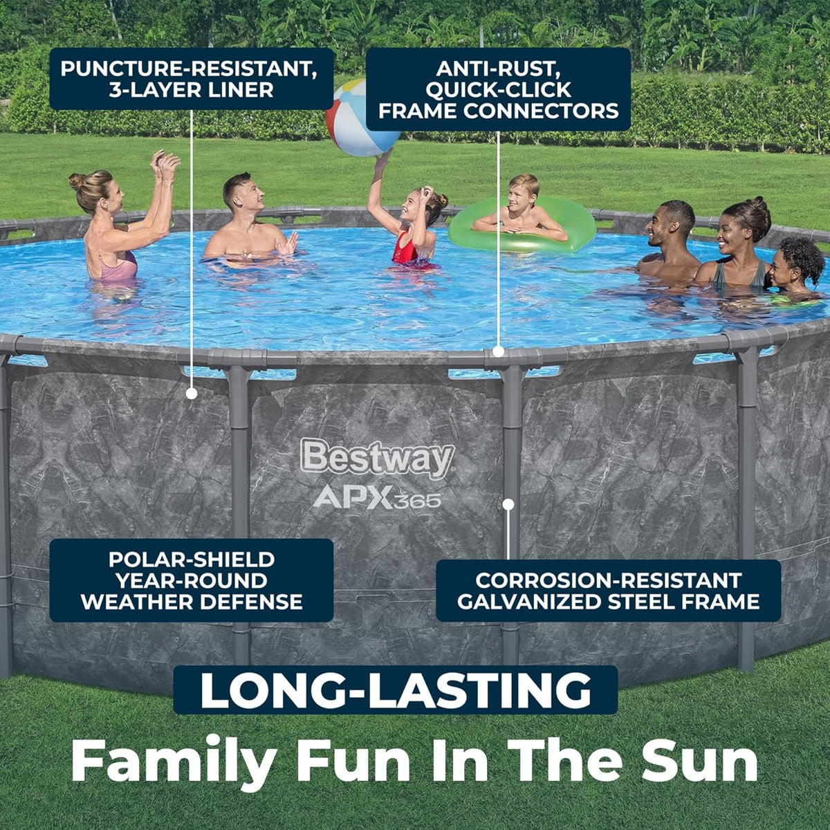 Bestway Above Ground Pool Set, 18 ft x 52 in, Dark Marble - APX 365