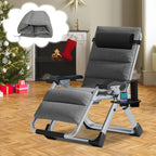 NAIZEA Zero Gravity Chair With Removable Cushion, Cup Holder, and Black Color