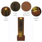 Teamson Home Faux Slate Outdoor LED Waterfall Fountain, 38.5 in, Red Rock