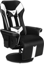 King Throne Ergonomic Gaming Chair With Footrest, Headrest, Lumbar Support, Cupholders, Black White