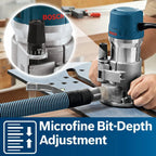 BOSCH Wood Router Tool Combo Kit, 12 Amp, 2.25 Horsepower - 1617EVSPK