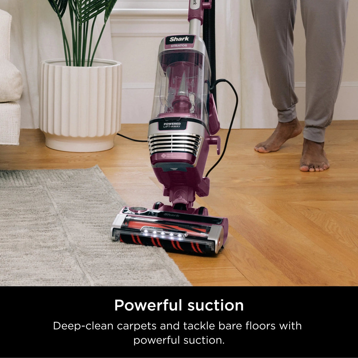 Shark Stratos Upright Vacuum, Bagless, Burgundy - AZ3000