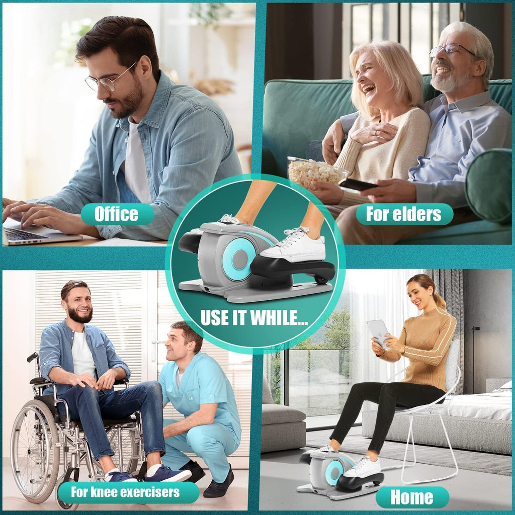 ANCHEER Under Desk Elliptical Seated Foot Pedal Exerciser, Sky Blue, 18in D x 16in W x 10in H - AR-65