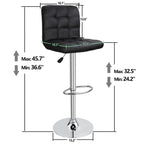 ZENY Bar Stool Set Of 4 With Soft Cushion And Metal Frame - Black