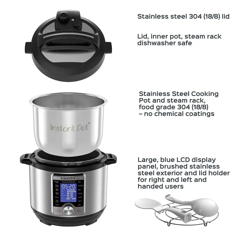 Instant Pot Ultra Mini 3-Quart Programmable Cooker, Stainless Steel, Silver, 16-in-1 - Ultra Mini