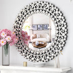 Round Crystal Accent Decorative Wall Mirror - 18/24/34 in
