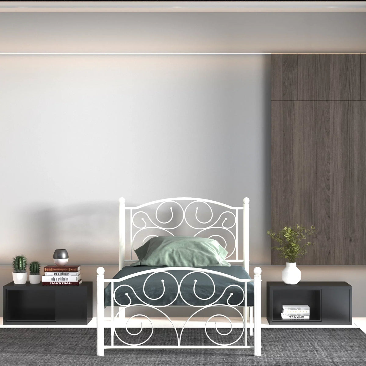 White Twin Size Metal Bed Frame