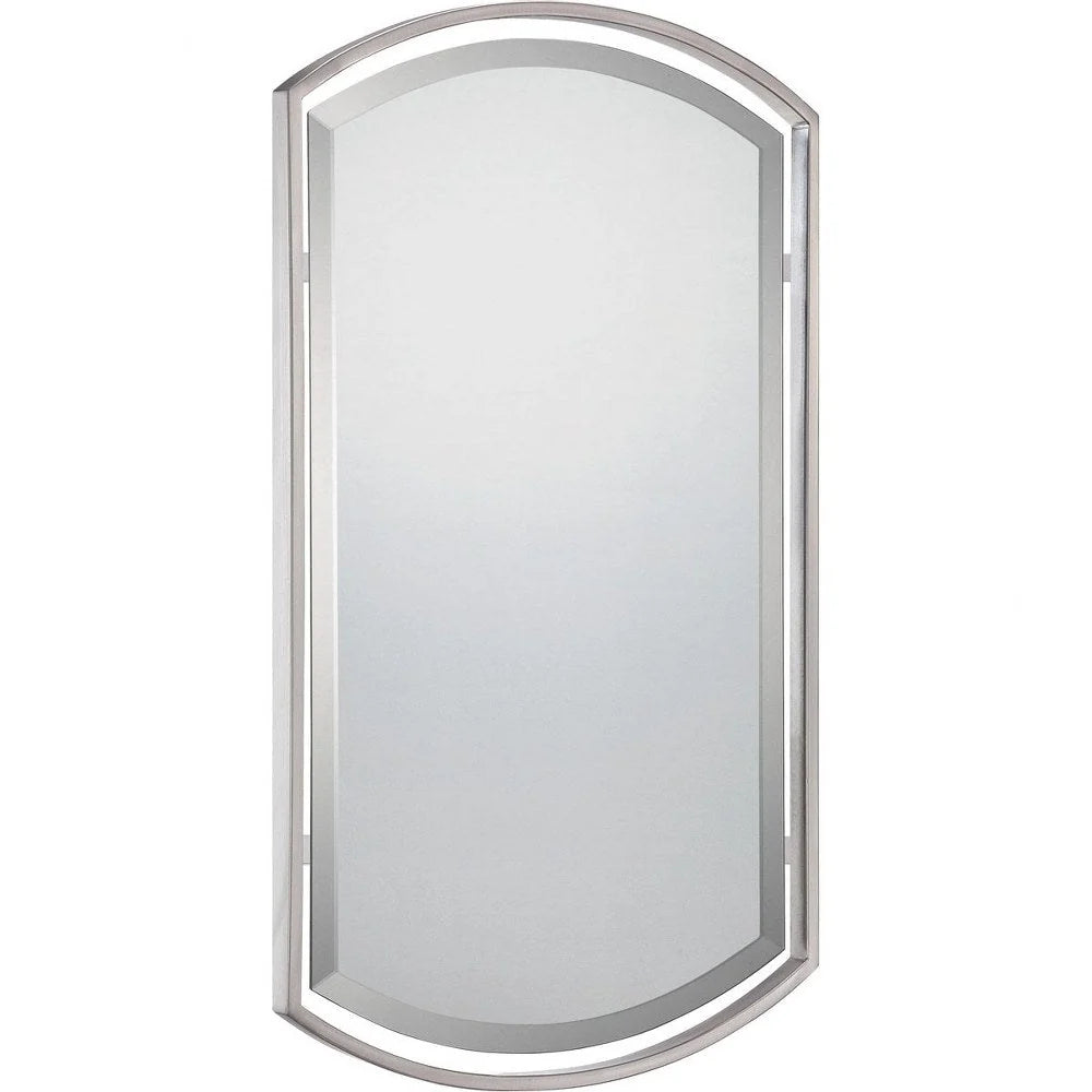 Bailey Street Symmetrical Arches Wall Mirror With Beveled Edge, Floating Frame, 21 Inches W X 35 Inches H - Brushed Nickel Finish