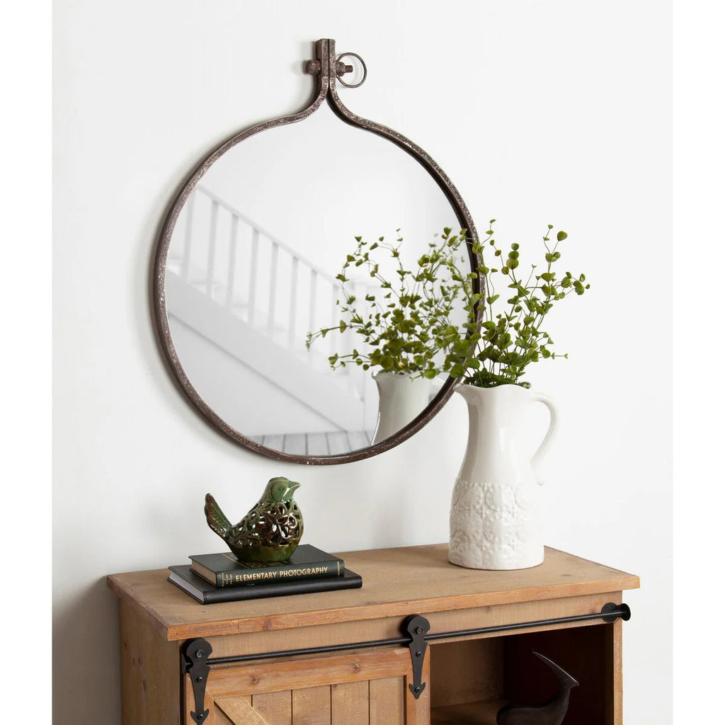 Modern Round Wall Mirror With Decorative Metal Frame