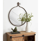 Modern Round Wall Mirror With Decorative Metal Frame