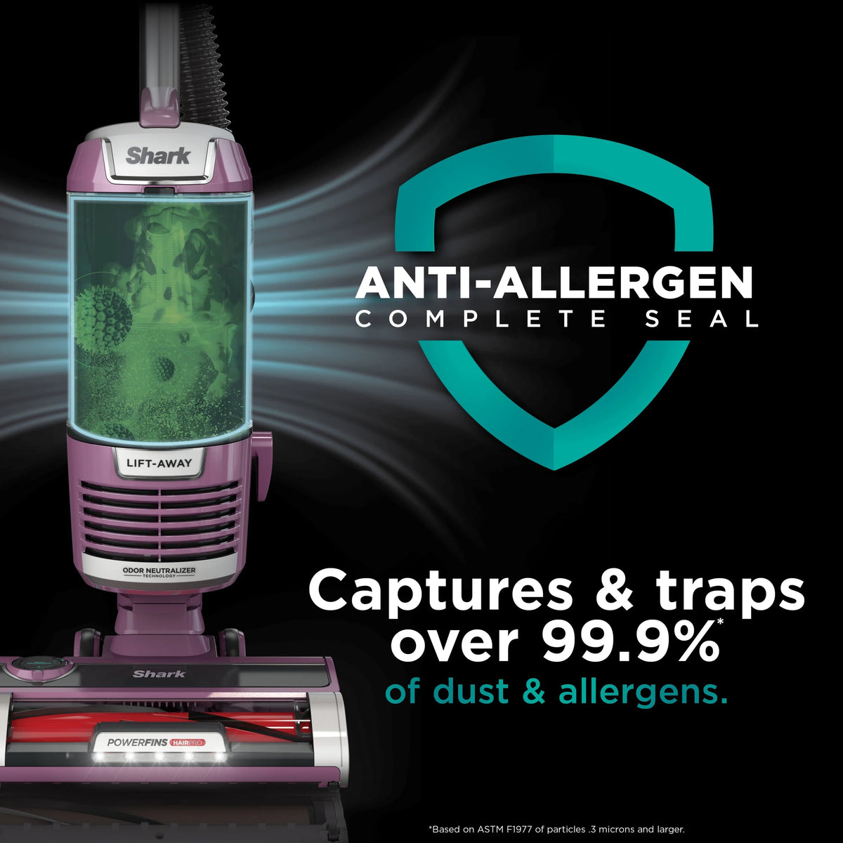 Shark Upright Vacuum With Lift-Away, PowerFins HairPro, Odor Neutralizer, Purple - ZD550