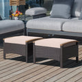 Costway Set Of 2 Patio Rattan Ottoman Footrests With Cushions, Mix Brown/Beige, 25 x 20 x 16 in
