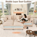 108 Inch U Shape Sectional Sofa With Removable Footstool