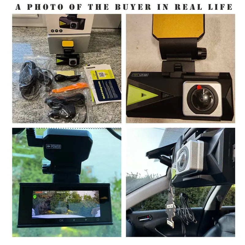 TOGUARD Front And Rear Dash Cam 4K+2K, 3.16-Inch Touch Screen, 64GB Memory Card - DC15