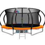 14-Foot Trampoline With Safety Enclosure, Ladder, Basketball Hoop And Orange Frame