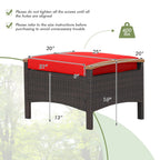 Costway Set Of 2 Patio Rattan Ottoman Footrests With Cushions, Mix Brown/Beige, 25 x 20 x 16 in
