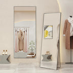 Full-Length Floor Mirror With Stand, Aluminum Alloy Frame - 71x30