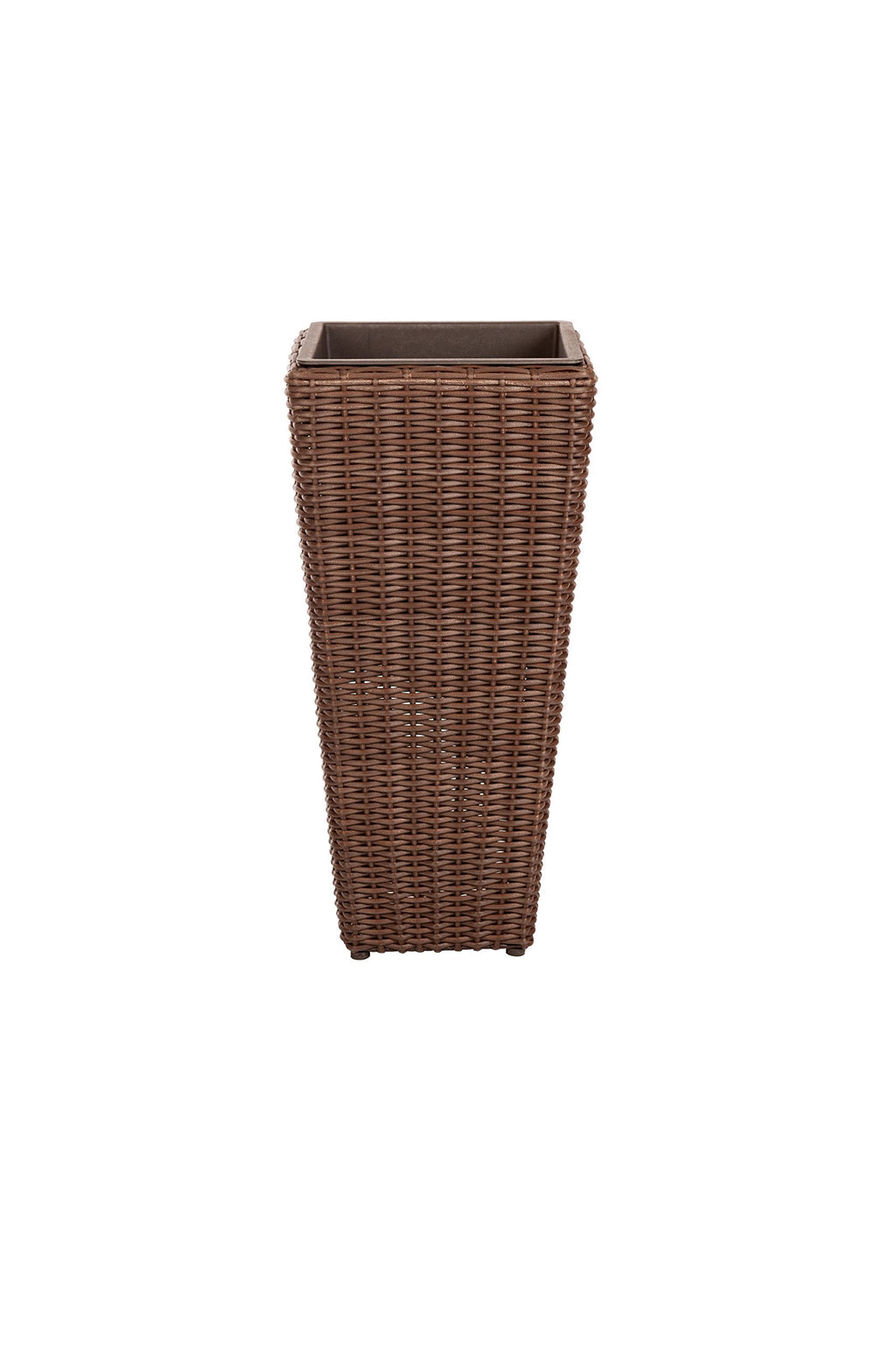 All-Weather Wicker Planter Set With Liners, 2 Piece, Mocha, 11 in L x 11 in W x 23 in H