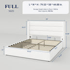 Queen Size Lift-Up Storage Bed With Wingback Headboard, Upholstered Platform Bed Frame With Hidden Storage