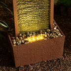 Teamson Home Faux Slate Outdoor LED Waterfall Fountain, 38.5 in, Red Rock