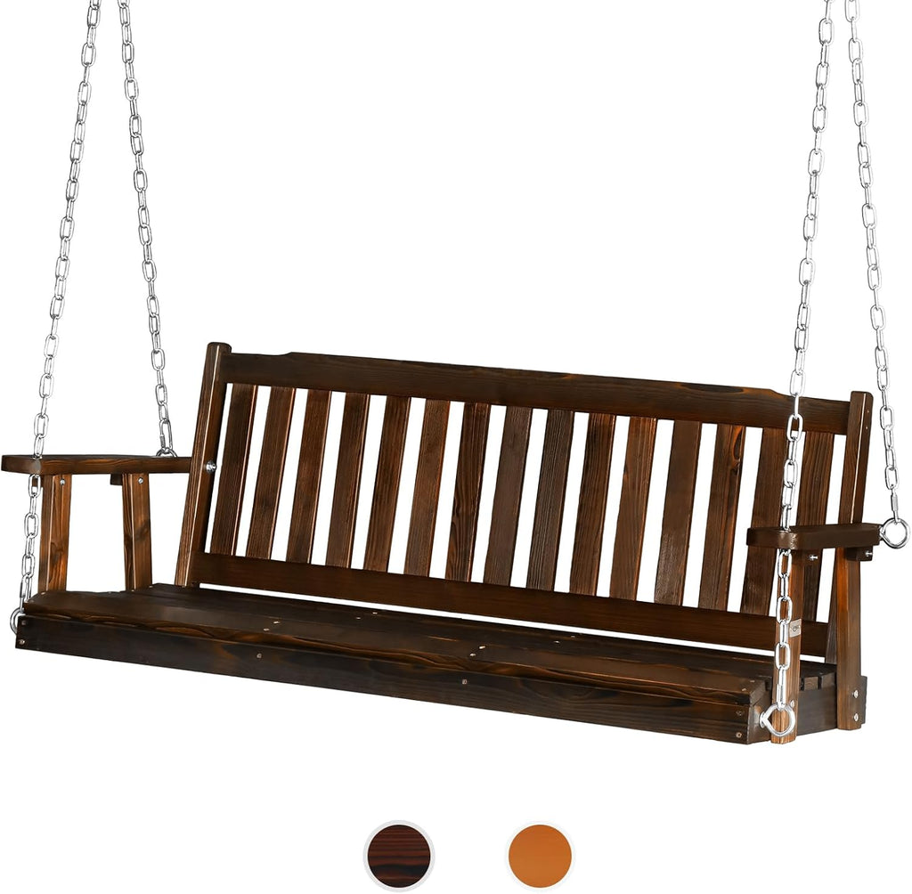 VINGLI Heavy Duty 880 LBS 5 FT Wooden Porch Swing Bench - Rustic