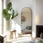 Full-Length Floor Mirror With Stand, Aluminum Alloy Frame - 71x30