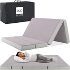 Best Choice Products Queen-Size 4in Tri-Fold Foam Mattress With Carry Case - Grey