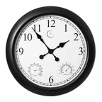 Outdoor Wall Clock With Thermometer And Hygrometer, 24-Inch, Black