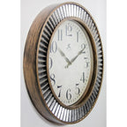 Rustic Industrial Round Wall Clock 16 Inch Brushed Gold And Silver