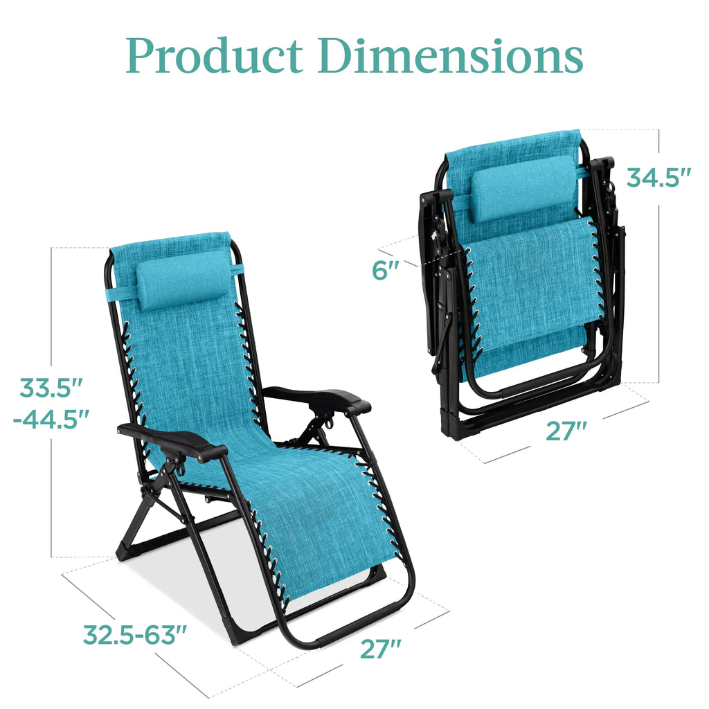 Best Choice Products Oversized Zero Gravity Folding Recliner With Removable Cushion And Side Tray - Fossil Gray